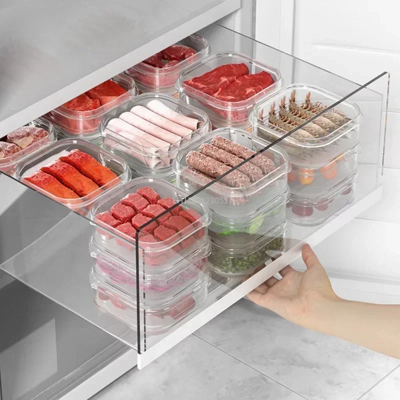 2PCS Refrigerator Storage Box Fridge Fresh Vegetable Fruit Boxes Drain Basket Storage Containers Pantry Kitchen Organizer