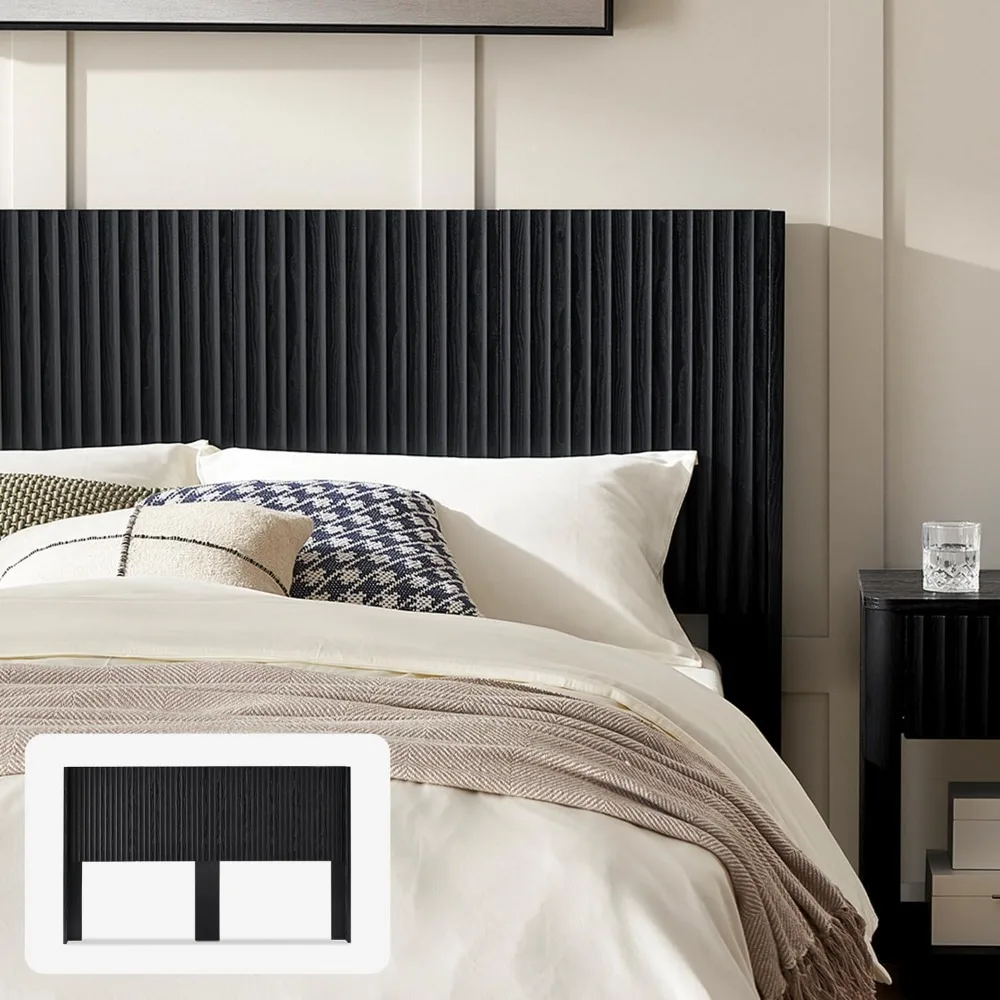 Brooklyn Headboard, 62.4" Wide Headboard Only, Wood Headboard, Modern Farmhouse, Boho, Wall Mount, Fluted Panel, Wingback