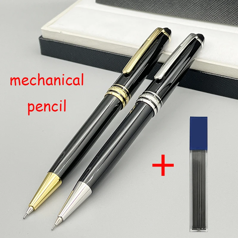 Classic MB Mechanical Pencil 163 Black Resin Silver / Golden Trim Office Stationery With Extra Refill