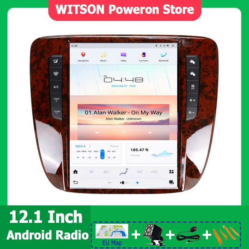 

Автомагнитола на Android для GMC Yukon Chevrolet Tahoe Chevrolet, серебристая, GPS Tesla, вертикальный сенсорный экран 120,1 дюйма, Авторадио
