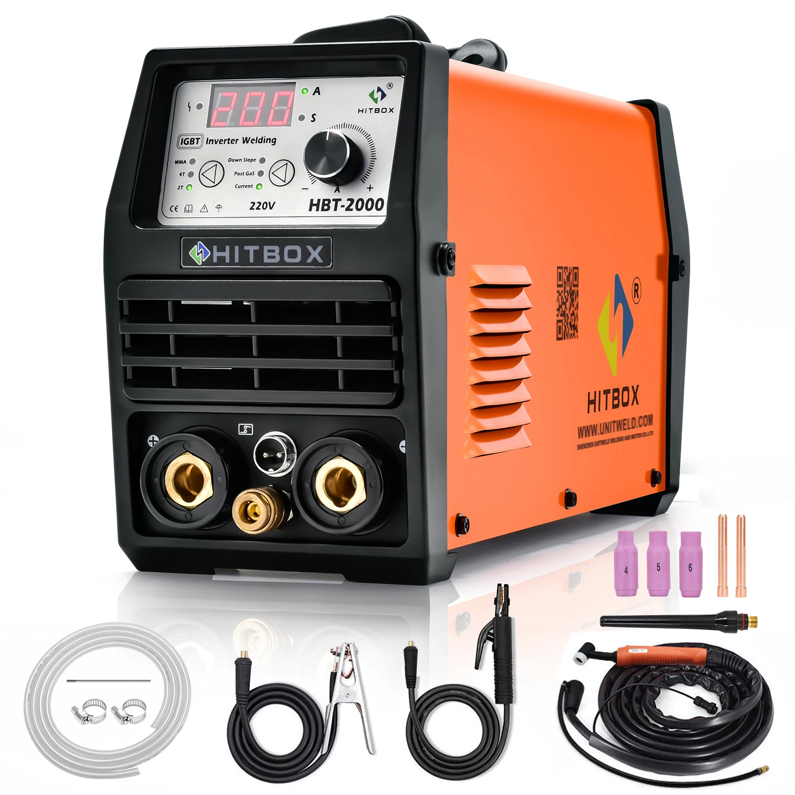 

Tig Welder HITBOX WSE Digital Control Gas Tig Stainless Steel Iron HBT2000 TIG200A Tig Series Dual Voltage Efficient Gas Tig