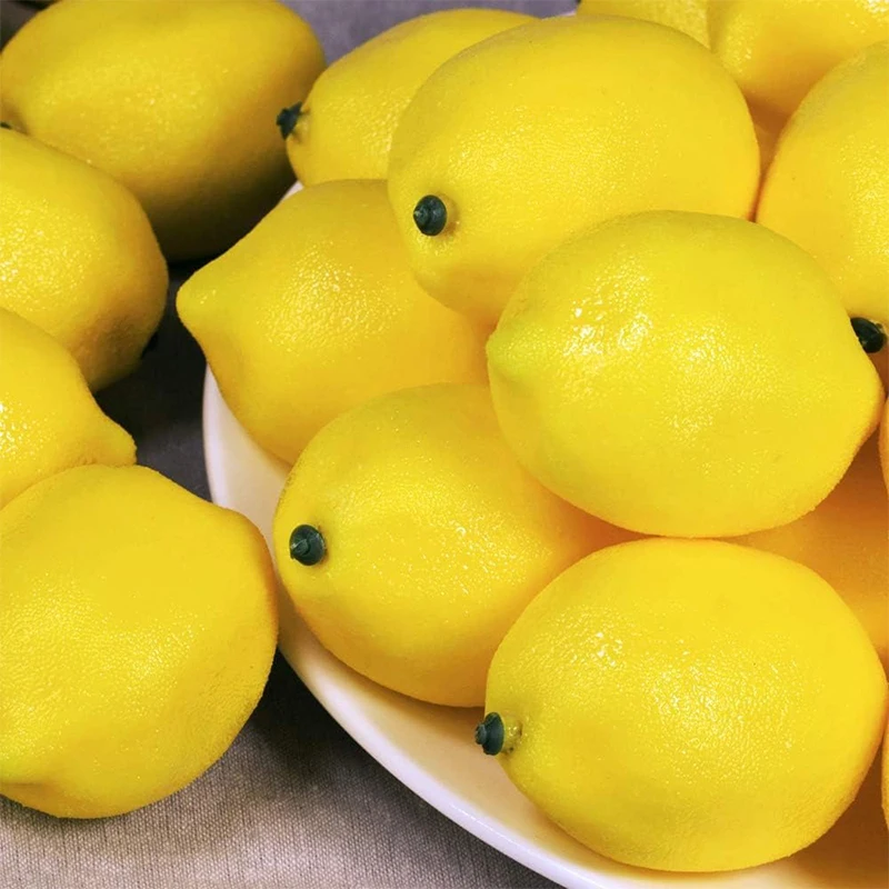 Artificial Lemons for Home and Kitchen Decor - Set of 2/5/10 - Realistic Faux Fruit Ornaments