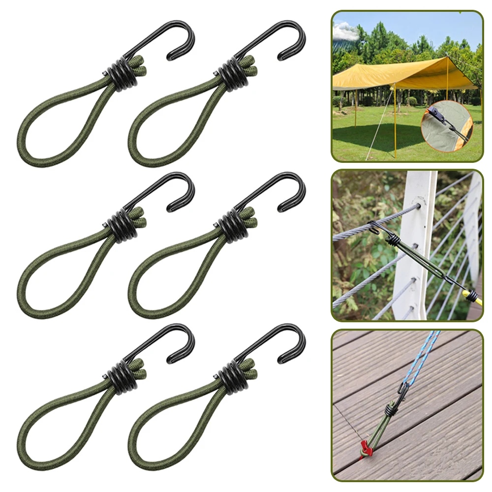 5/10PCS 15cm Tent Elastic Rope Cord with Hook Camping Tent Fixation Elastic  Stretch Rope Outdoor Accessories