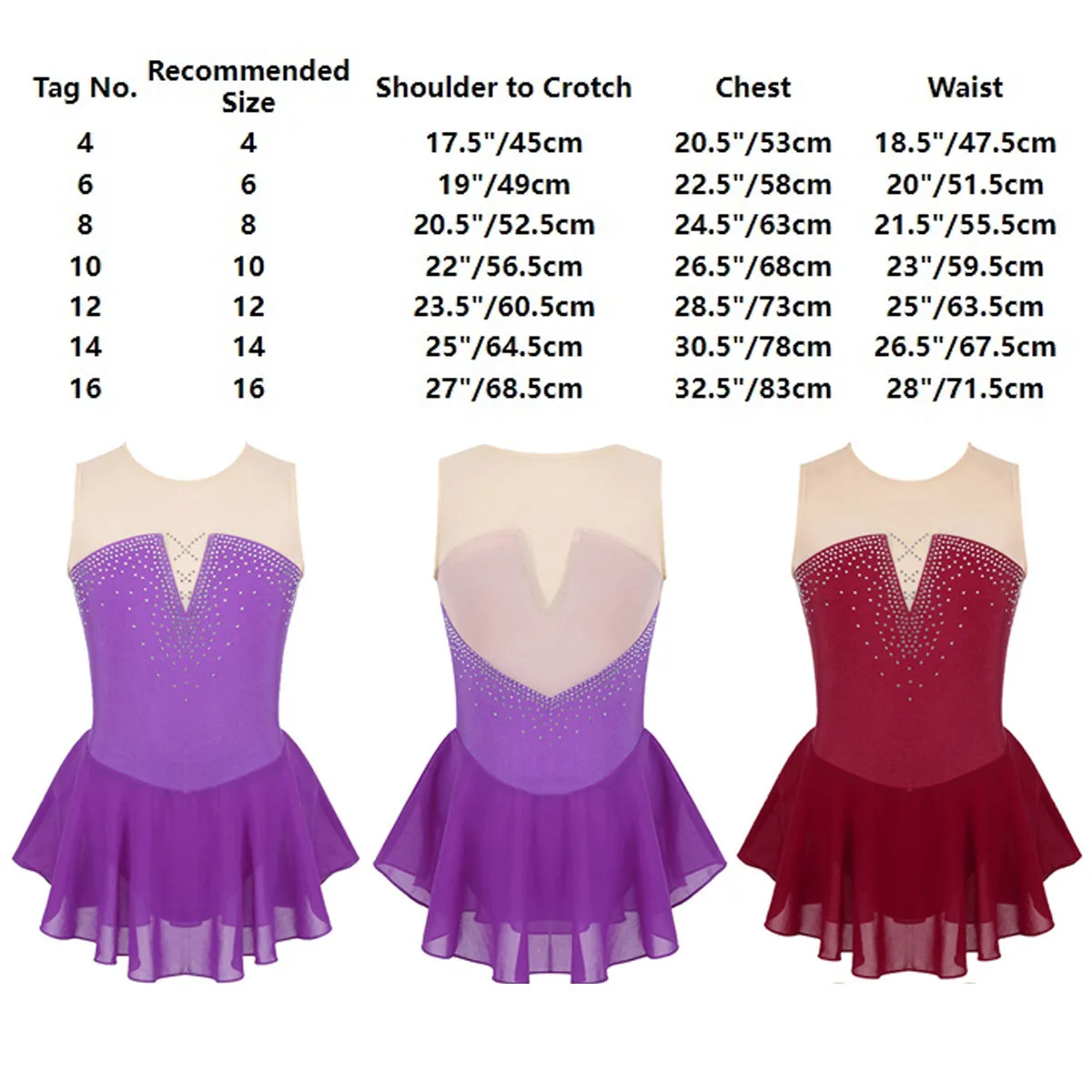 Kids Girls Rhythmic Gymnastics Leotard Dress Long Sleeves Mock Neck Tulle Splice Cutouts Figure Ice Skating Dress Dance Clothes ballet leotard dance leotard girls dance costumes