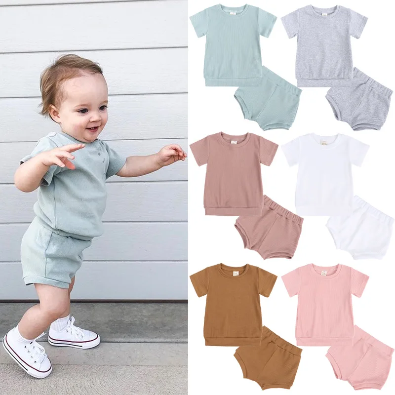 Summer Essential Tracksuit Children's Clothing Sets Suit For Girls Short Sleeve Top+Shorts Boys Costume Kids Outfits Sportswear