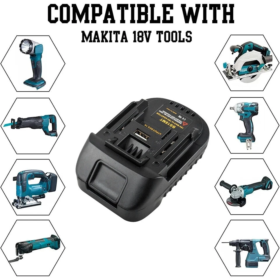 Battery Adapter For Bosch 18V Convert To For Makita 18V Converter With USB For M
