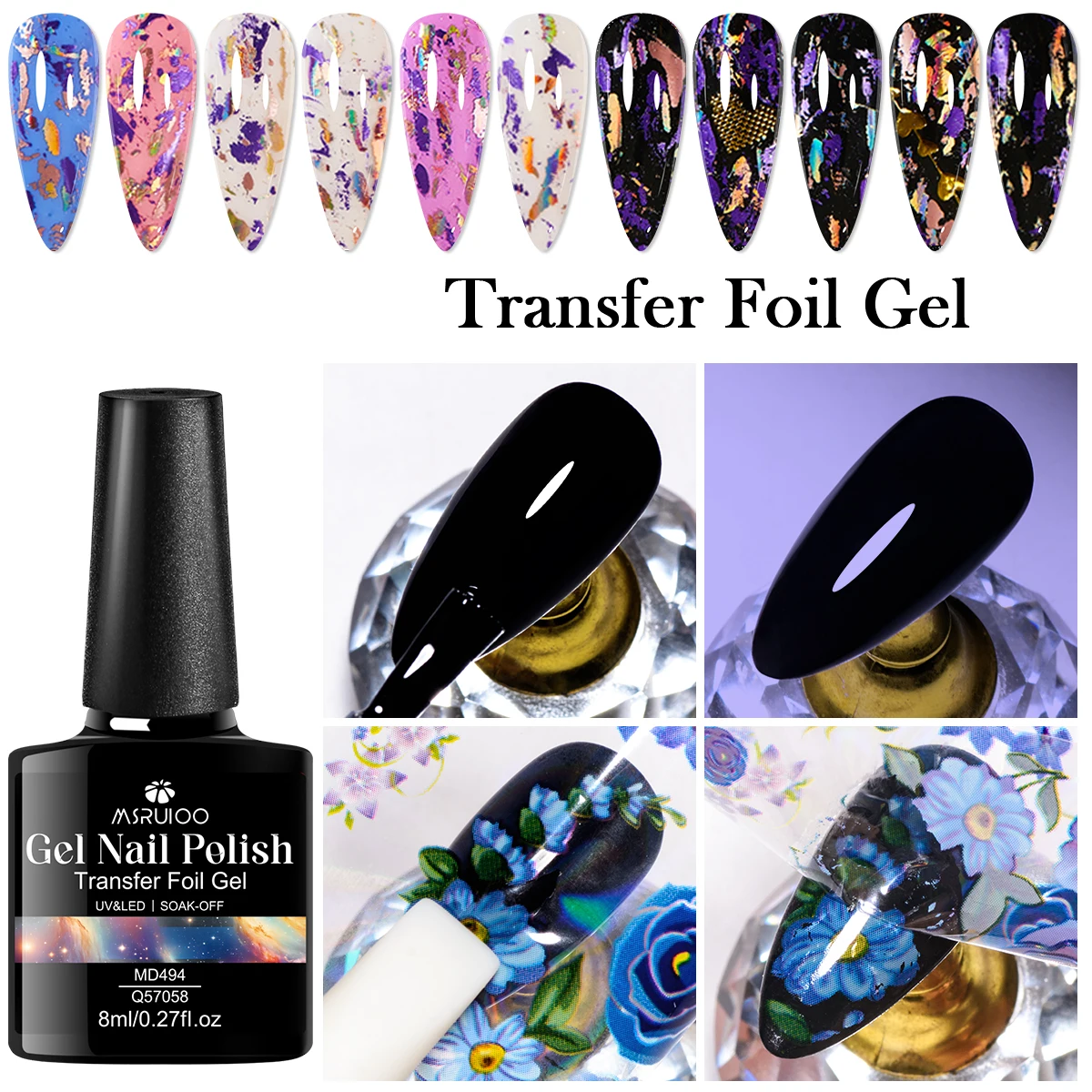 8ml 전사지 젤 네일 폴리쉬 투명 빠른 전사 패턴 UV LED 경화 네일 용품 매니큐어 살롱 품질 빠른 건조
