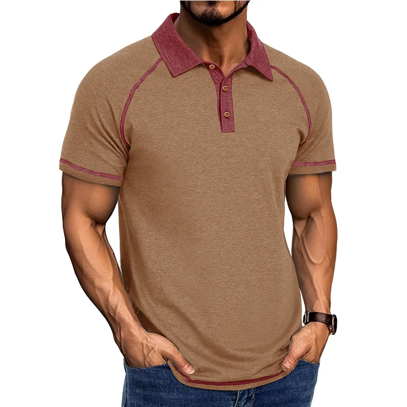 Modisches graues Herren-Poloshirt mit kontrastierenden blauen Details, ideal für Freizeitsport und halbformelle Anlässe – Detail 11