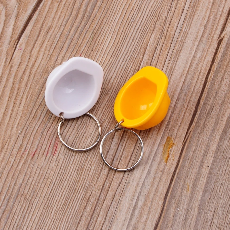 Plastic Helmet Hard Hat Keychain Event Holiday Creative Practical-Yellow/White