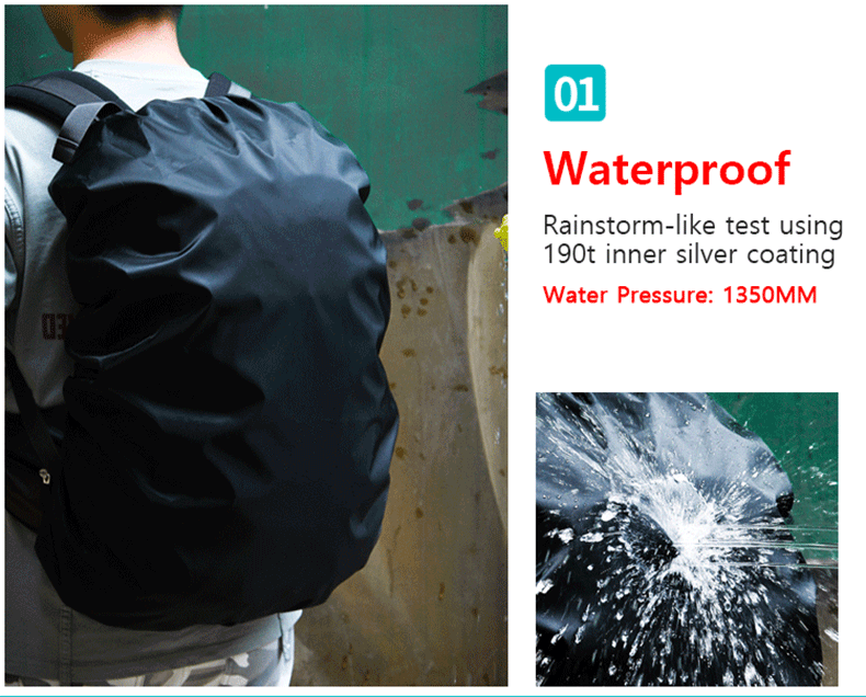Description Picture 2 of item1pc Backpack Rain Cover 20-70L Outdoor Camping Hiking Mountaineering Dust Backpack Bag Black Classic Waterproof Rain Cap Cover