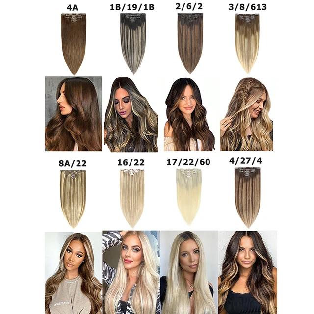 100% Human Clip In Hair Extensions Straight Remy Hair Natural Black Light Brown Honey Ombre Hair Extensions With Clips 75g-85g 6