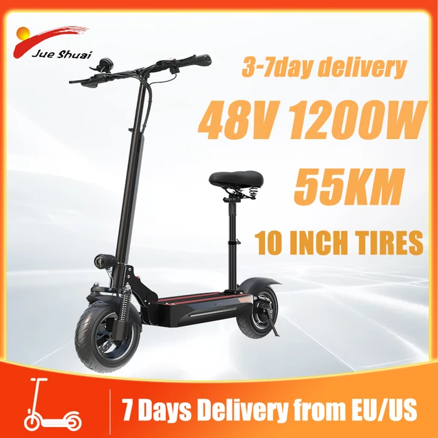 Long Range Electric Scooter 55KM 1200W 48 Motor with Seat Electric