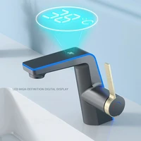 High-end Temperature Display Basin Faucet LED Light 2 Modes Sprayer Hot Cold Water Sink Mixer Wash Tap Single Hole For Bathroom 4