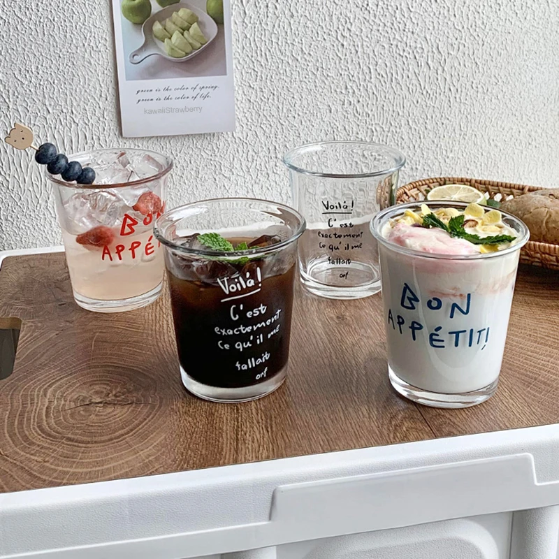 Glass Cup for Coffee Wine Beer Milk Water Boba Tea Juice Clear Glass Mugs Simple Ice Drinking Cup Transparent Coffee Mug Korean Style Home Glass Water