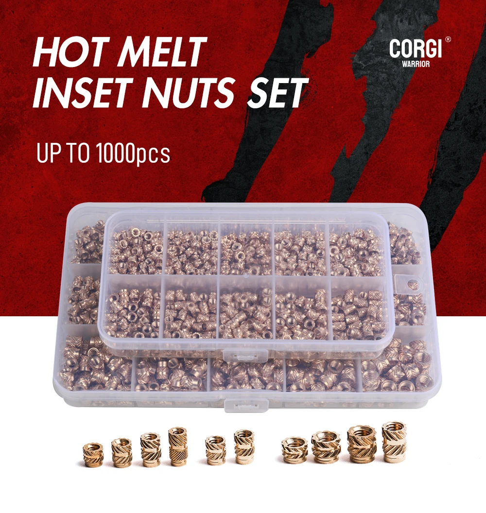 Description Picture 2 of itemM1 M1.2 M1.4 M2 M2.5 M3 M4 M5 M6 M8 Hot Melt Brass Insert Nut Kit Knurled Thread Injection Insertsnut for Plastic up to 1000P