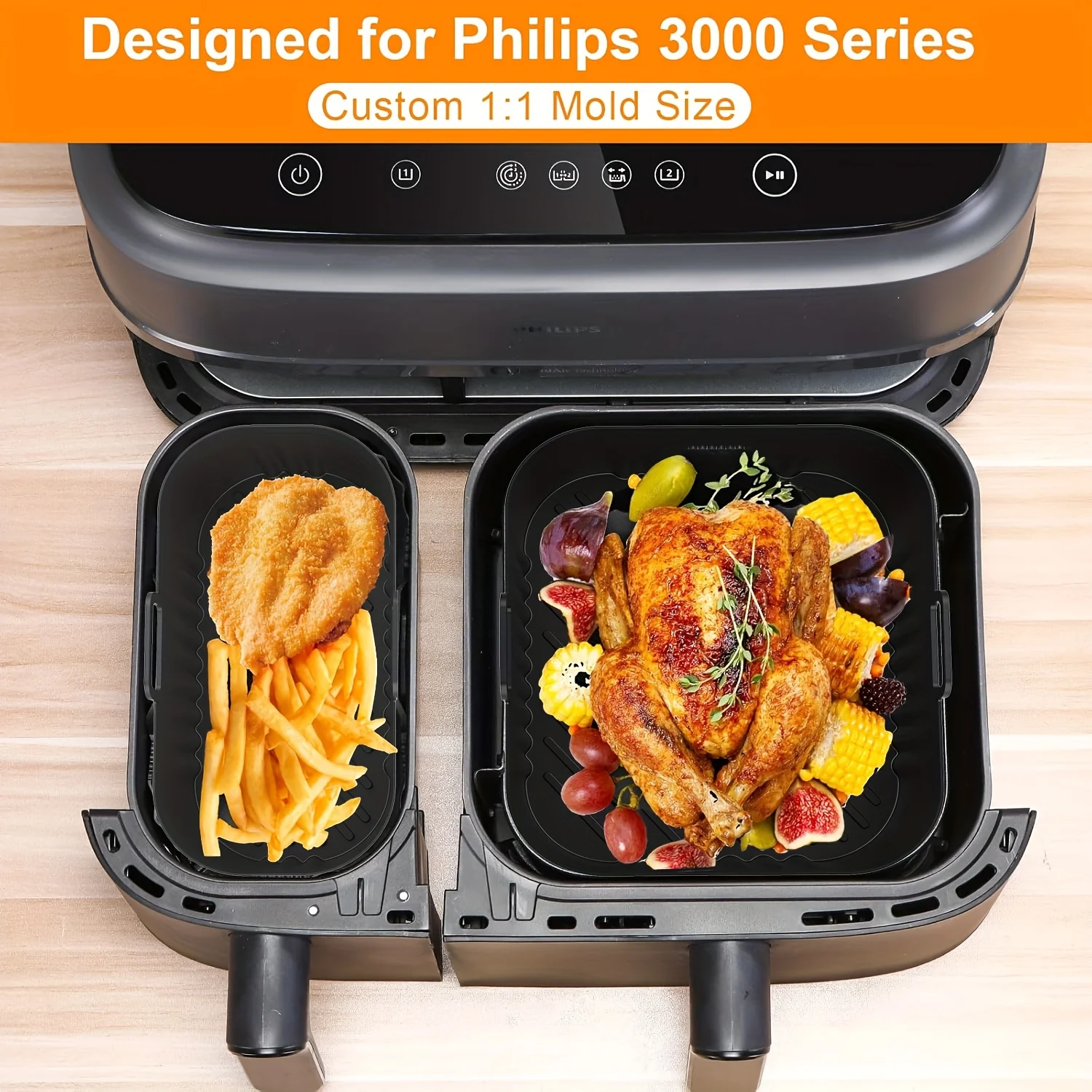 Set of 2 Non-Stick Silicone Baking Trays