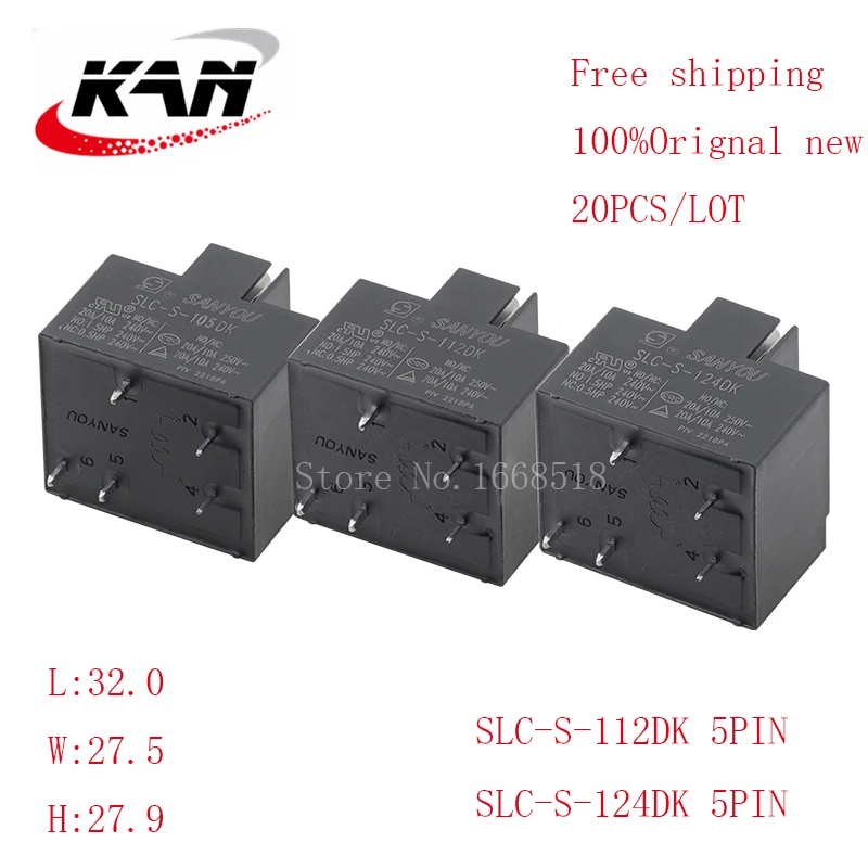 

Бесплатная доставка 20 шт. реле SLC-S-112DK SLC S 112DK 12VDC 20A 250VAC 5PIN оригинальный новый