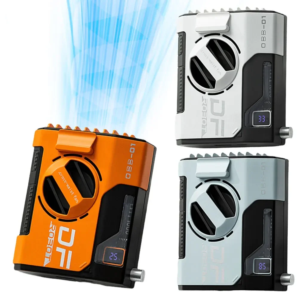 Fan 5000mAh Portable Waist Clip Fan Hanging Neck Fan with Power Bank 5 Speeds Strong Airflow for Travel Courier Outdoor Working