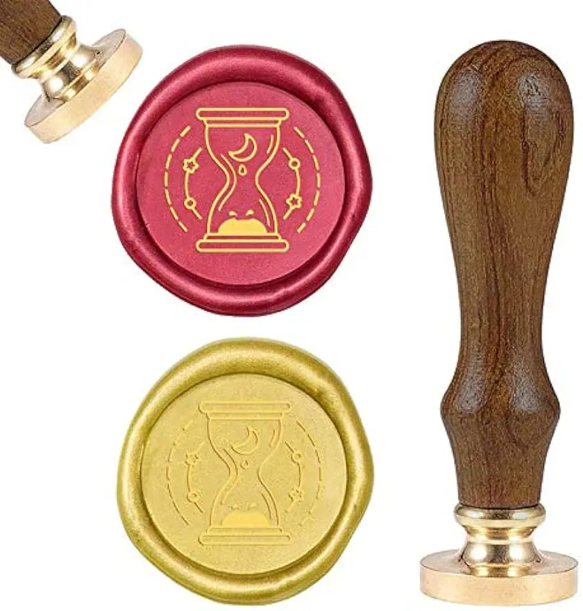 

1PC 25mm Moon Hourglass Pattern Wax Seal Stamp Letter Sealing Wax Stamp for Envelopes Invitations Gift Card Bottle Decoration