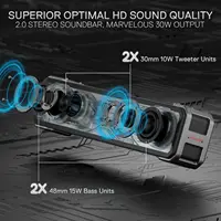 Redragon GS817 RGB 2.0 Channel Stereo Speakers Touch-Control Bluetooth 5.3 & 3.5mm AUX Inputs Desktop Soundbar, Black 2