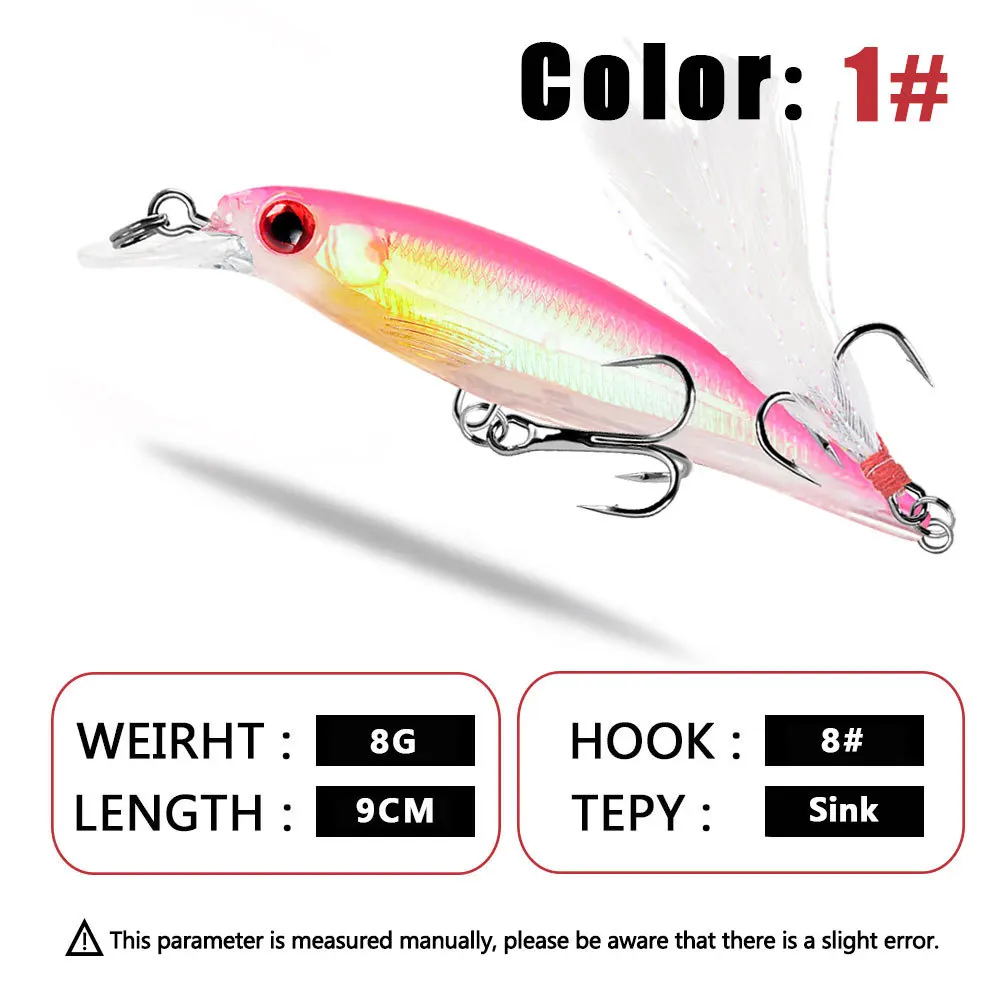 10pcs/lot Wobbler Trolling Fishing Lure 9cm 8g Slow Sinking Minnow  Crankbait Hard Plastic Bass Pike Bait Fishing Tackle Peche - AliExpress