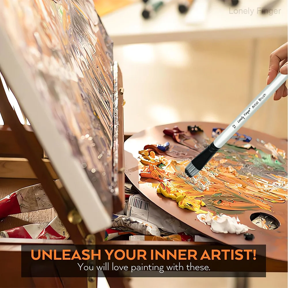 필버트 페인트 브러쉬 세트, 아크릴 오일 수채화 구아슈 페인팅용 6개 아티스트 페인트 브러쉬, 프리미엄 나일론 헤어 아트 페인트 B