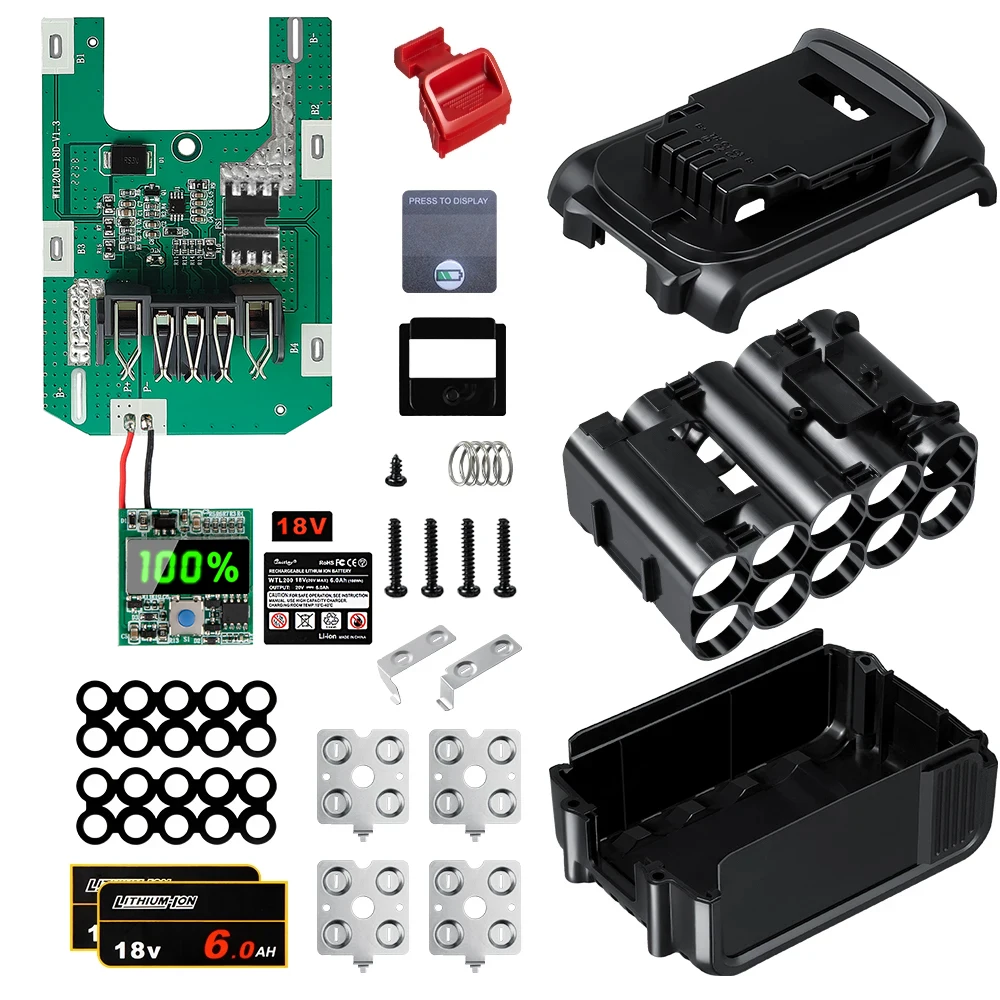 DCB200 배터리 케이스, Dewalt 18V 20V DIY 호환, 3Ah 6.0Ah DCB184 쉘 박스, BMS PCB 보드 충전 보호 LED
