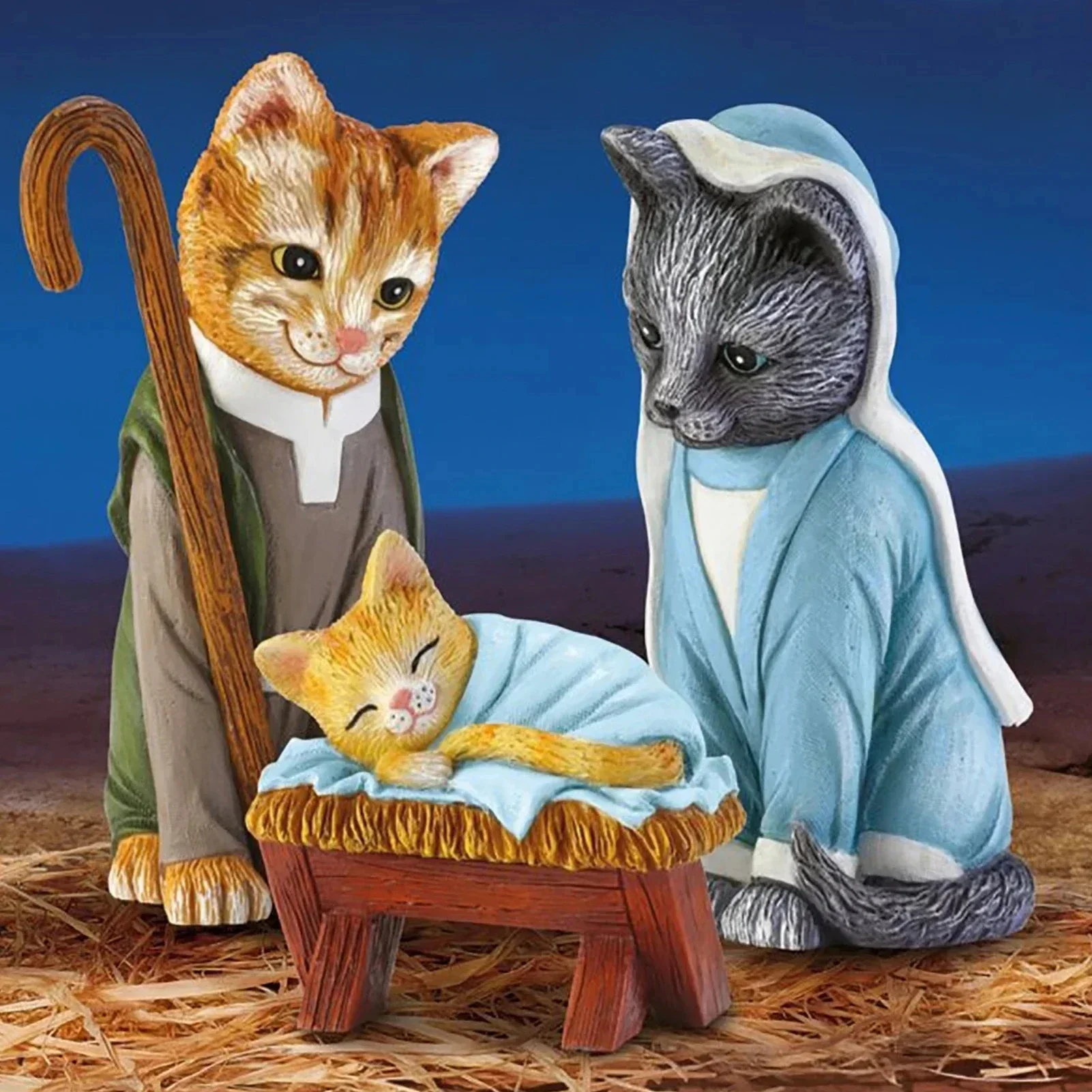 NativityRoyalCatsChristmasDecorationResinCraftsAnimalCat