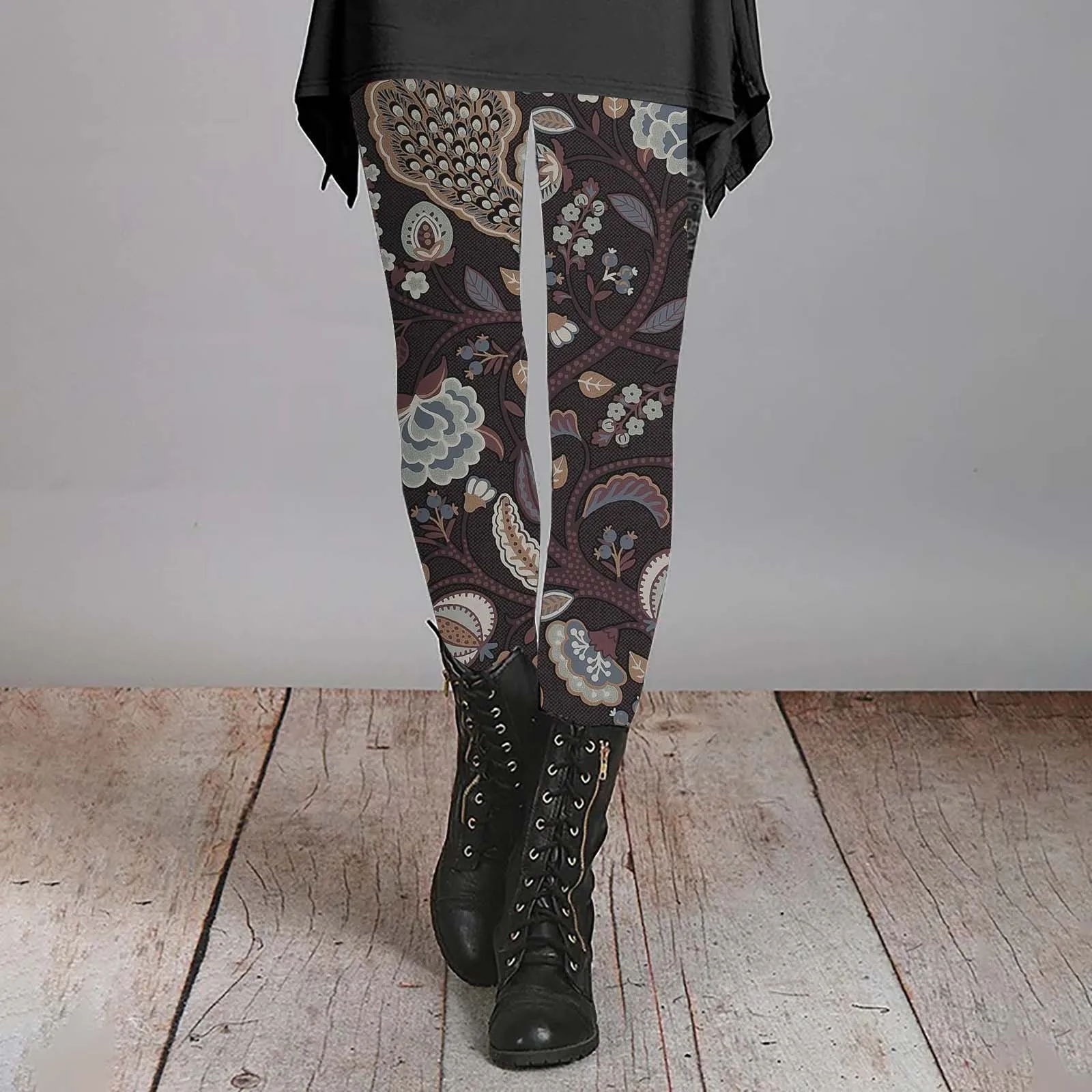 Women's Autumn And Winter Leggings Artistic Splash Printed Soft Stretchy Pants