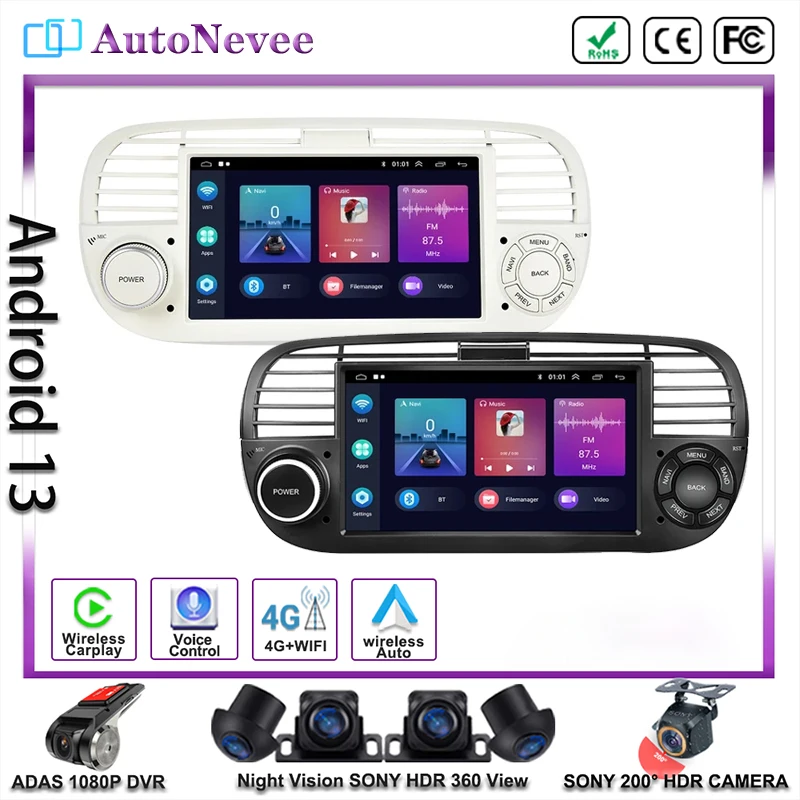 Android 13 Multimedia Head Unit Per Fiat 500 Abarth 2007-2015 Car Player Gps Stereo Navigation Auto Radio No 2Din Dvd Screen 5G