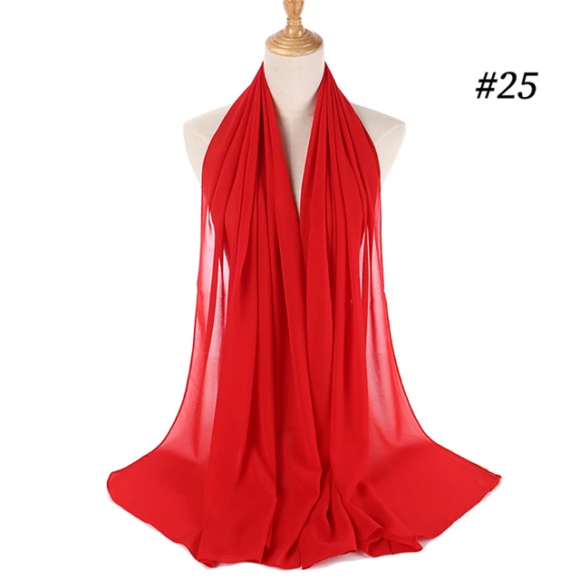 Musulman en mousseline de soie Hijab femmes bulle en mousseline de soie écharpe pour femmes dames voile musulman Islam couleur unie malaisie Musulman Wrap foulards