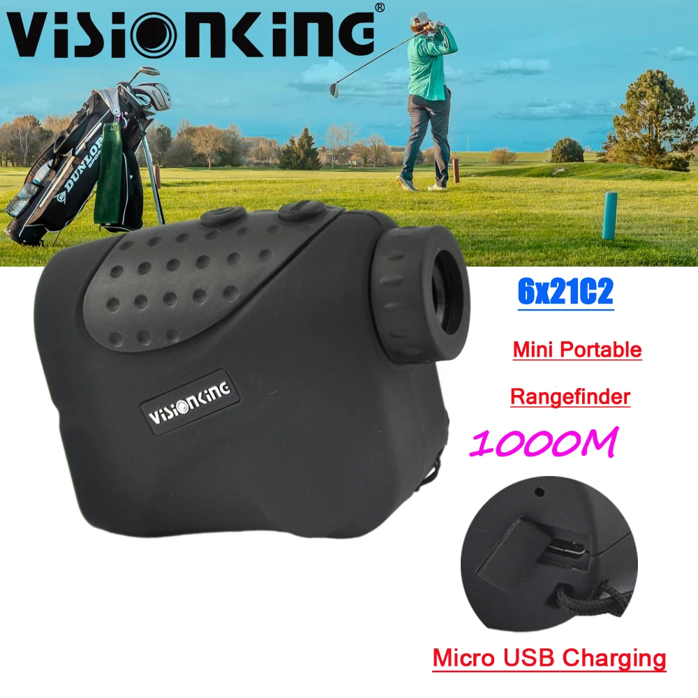 Visionking USB Recharge 6x21 Laser Rangefinder 1000M Metre Distance Tester Golf With Flag-Lock Survey Telemeter Proof Telescope