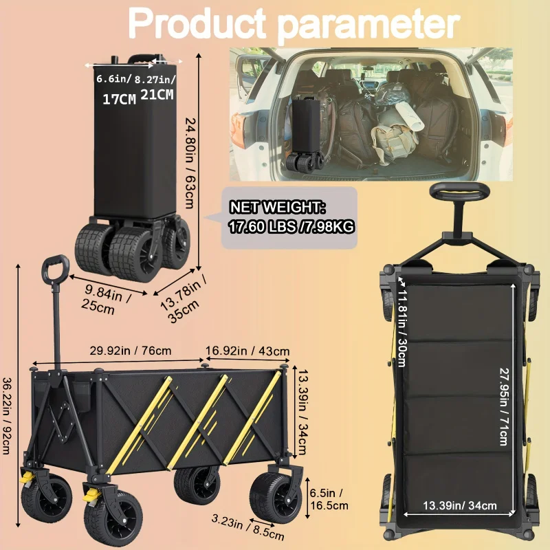 عربة قابلة للطي متعددة الاستخدامات - سعة 550 رطلاً...