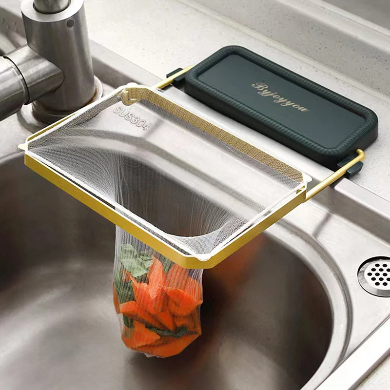 Sink Filter Rack drain filter basin drain filter sink drain set Kitchen Foldable Food Waste Sink Strainer Mesh Bag Stand Garbage Net Shelf Anti-Clogging Garbage Mesh Bag