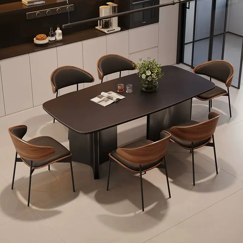 Sedie da pranzo per soggiorno, sedia in pelle, morbida, moderna, per caffè, casa, stile nordico, Chaises Salle Manger, mobili di lusso minimalisti per la casa - immagine 4
