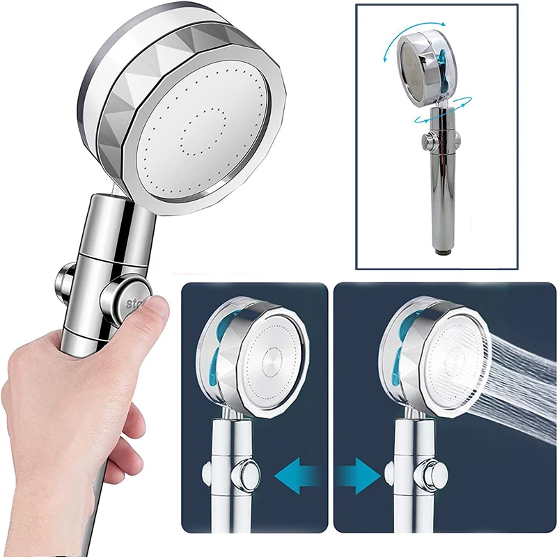 

Propeller Shower Head Water Saving Flow Turbo 360° Degrees Rotating With Fan High Pressure Spray Nozzle Bathroom Accessories Set