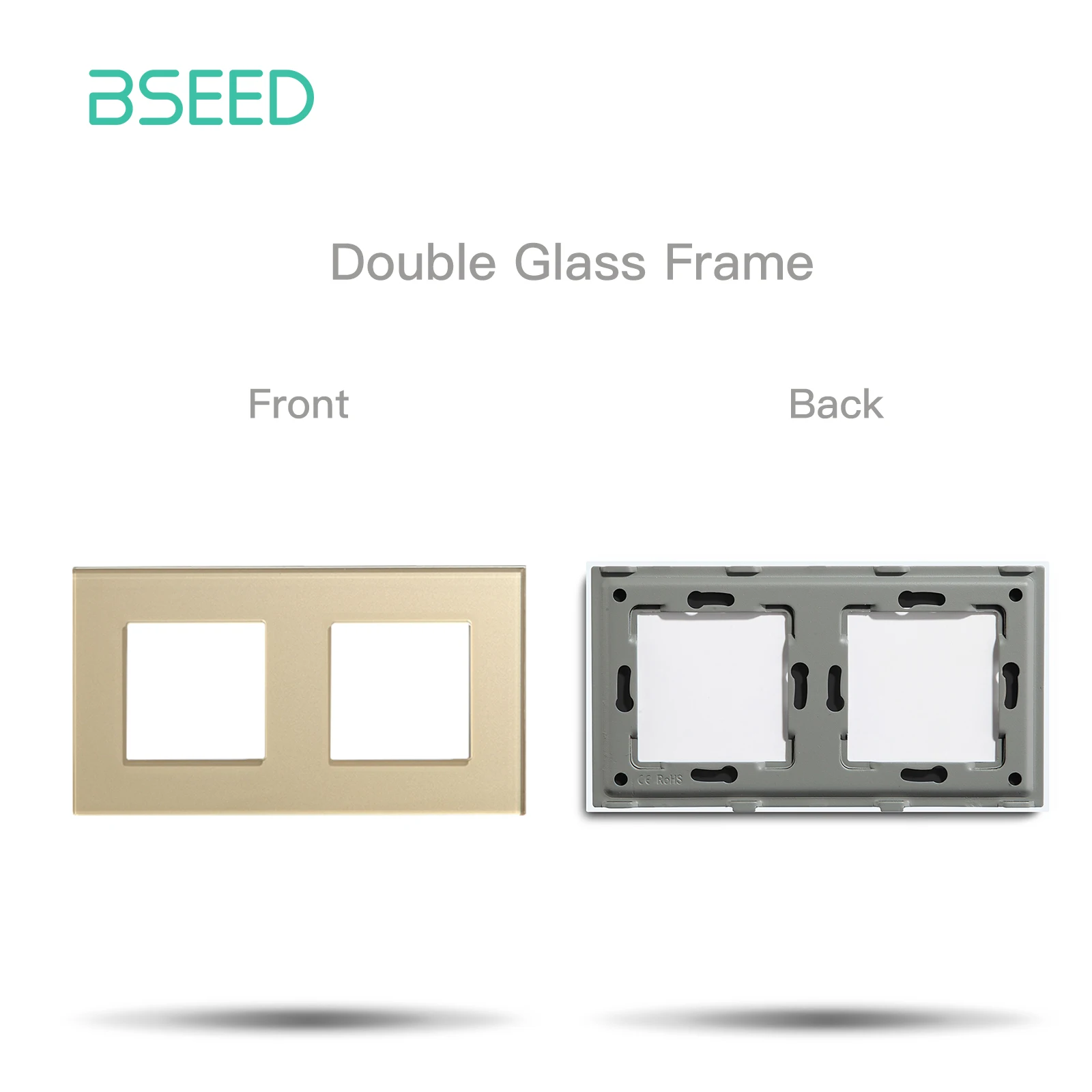 ​BSEED EU Standard Crystal Panel Wall Socket Frame Glass Switch Panel With Metal