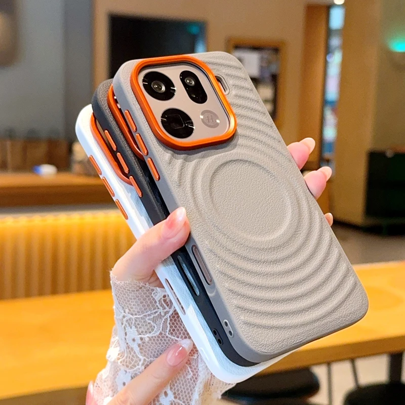 Wave Design Magnetic Wireless Charging Protective Hard PU Phone Case, Compatible with OPPO Find Series