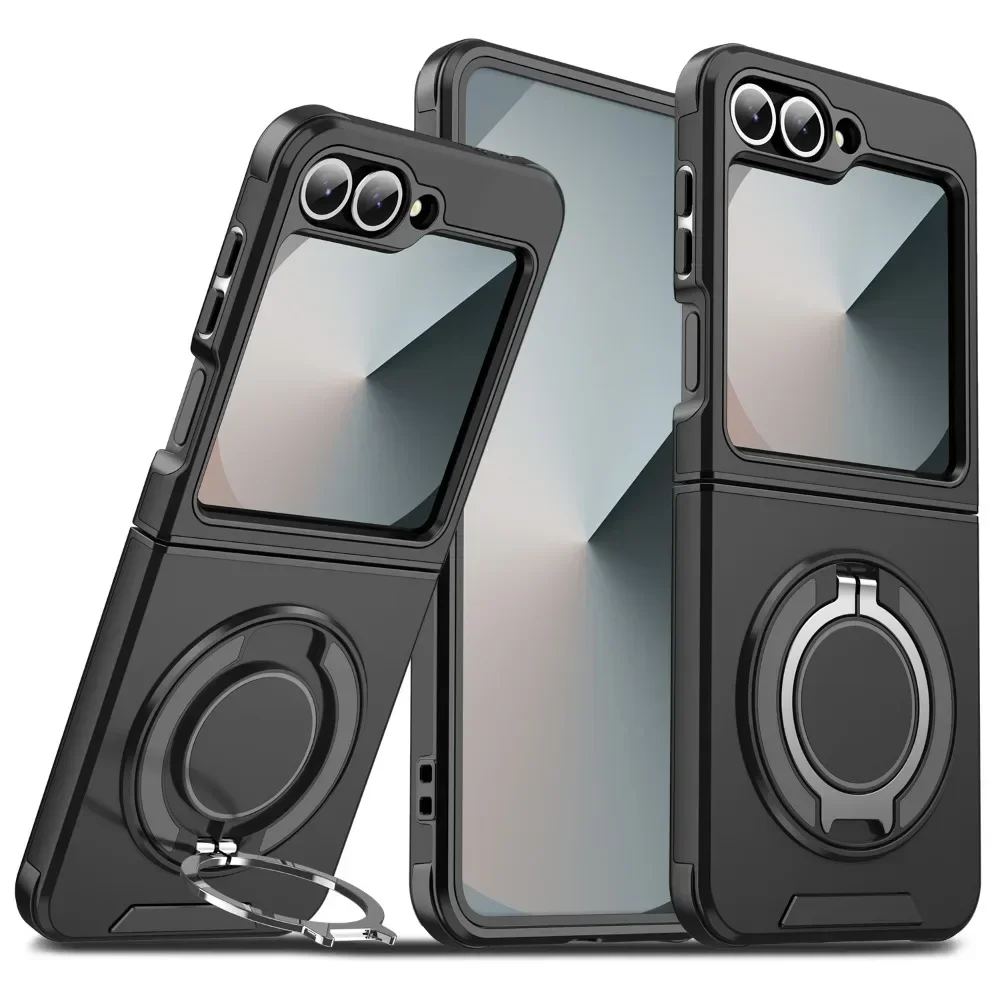 Magnetic 360 Rotating Bracket Phone Case with Ring Holder - Hard Shell Protective Cover