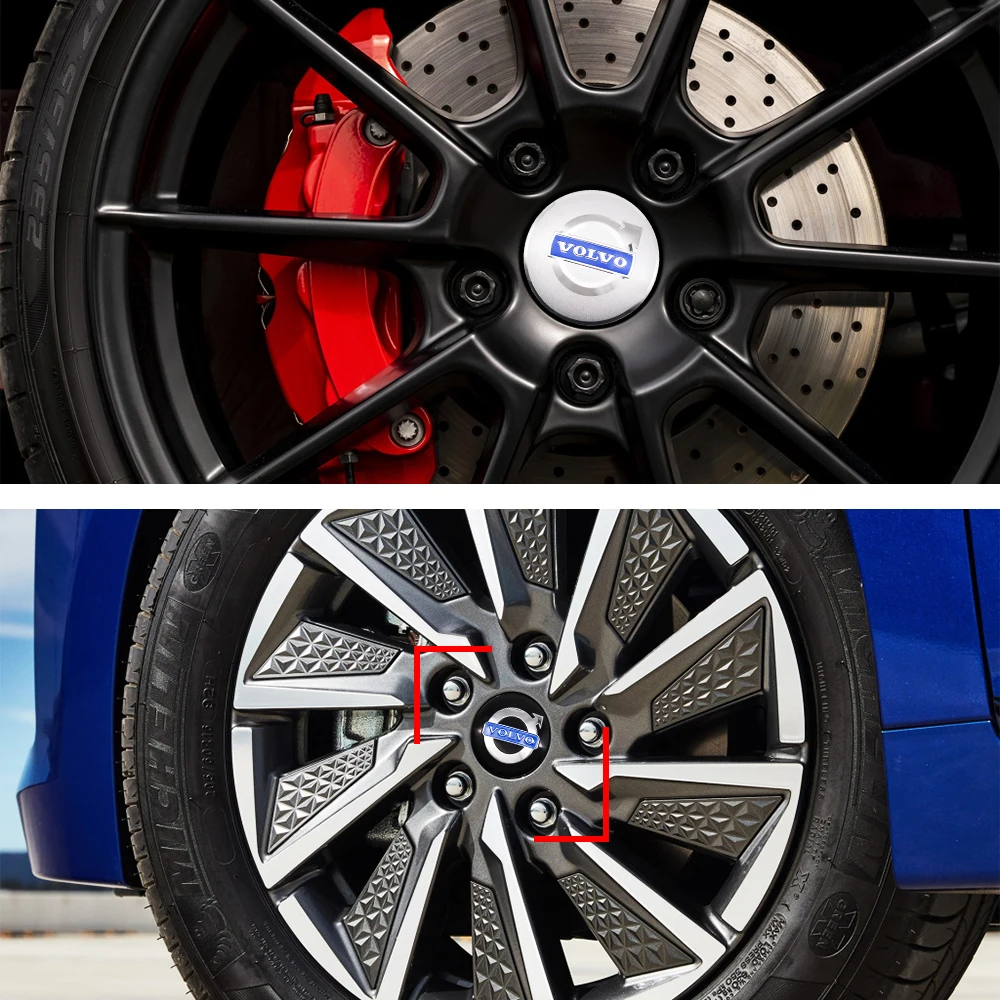 4pcs 56mm+60mm car hub cover wheel sticker emblem decal decoration For Volvo V40 V50 S40 S80 XC60 S90 XC90 S60 XC40 C40 V90 wheel hub covers wheel hub caps car sticker covers