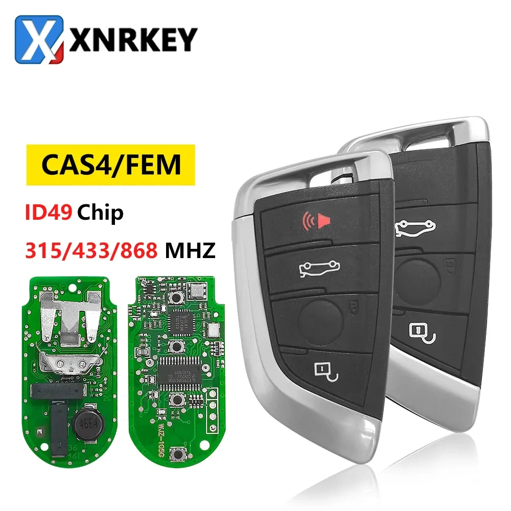 XNRKEY 3/4 Button Remote Key ID49 Chip 315/433/868Mhz for BMW X1 X3 X5 X6 X7 CAS4/FEM 2011-17 Replace Keyless Go Car Key