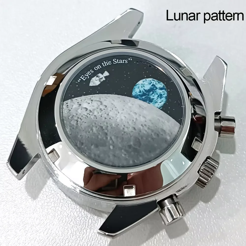 Watch stainless steel moon back cover Case FIT VK63 movement 39.7mm Case watch accessories suitable for 20mm strap watches