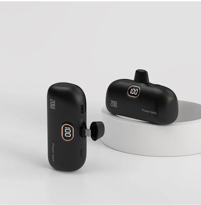 mini banco de energía tipo c de 5000mAh, Cable incorporado, cargador móvil portátil, cargador rápido, cápsula de batería de repuesto, banco de energía para iPhone » mini banco de energía tipo c de 5000mAh
