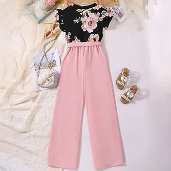 Girls' Floral Ruffle Sleeve Jumpsuit 1