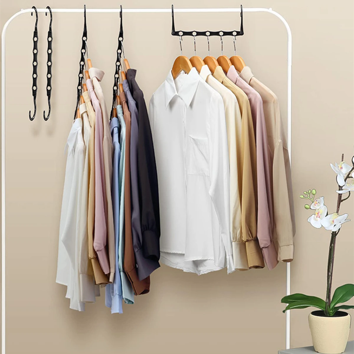 Multifunctional Hook Space Saving 5-hole Plastic Hanger Simple Folding Windproof Hanger Suitable Apartments Dormitories Families 3
