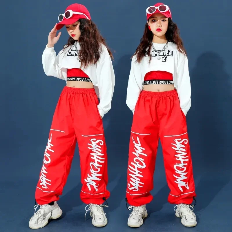 

street dance outfit stage costume Girls' colored overalls hip hop short streetwear Children's jazz