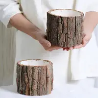 Dried Flower Packaging Bark Barrel Faux Tree Bark Dried Flower Packaging Box Flower Vase Christmas Xmas Decor Bark Barrel Bucket 1