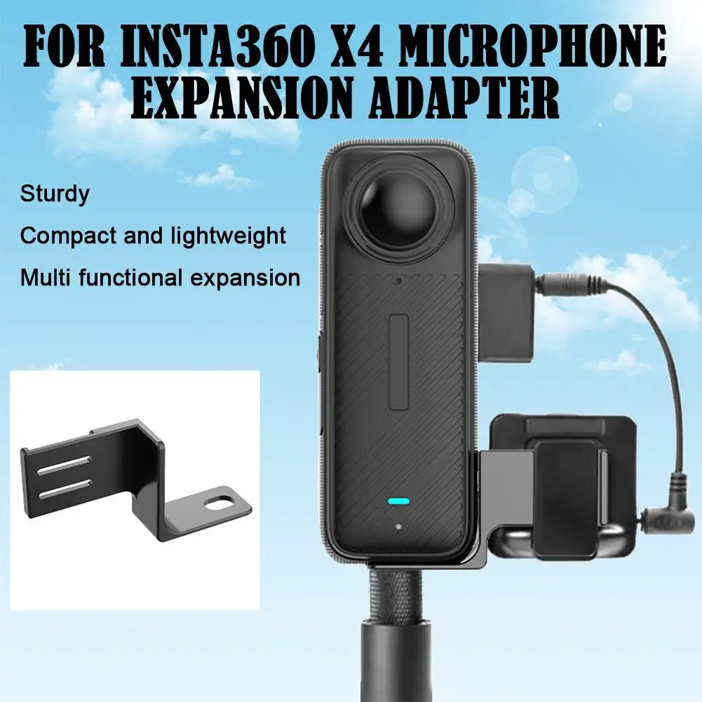 

For Insta360 X4 Microphone Expansion Adapter Microphone Extension Aluminum Alloy With Adapter Cable For X4 Sports Camera Ac W6s2