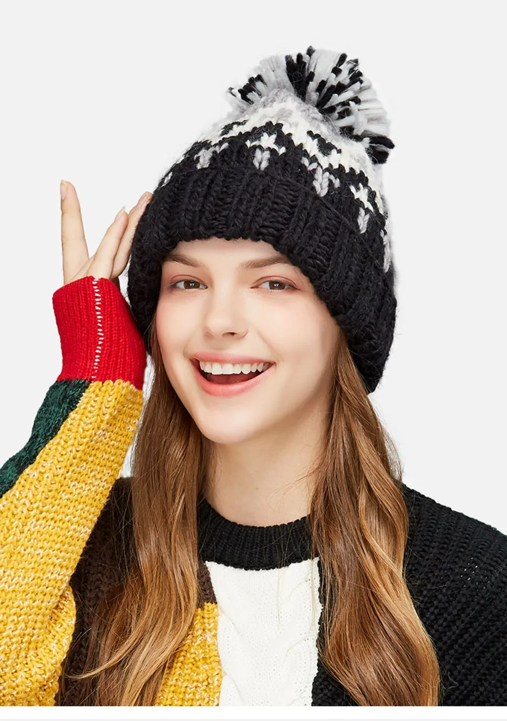 Skifahren Kaschmir Frau Winter Hut Herbst Mützen Mit Pompom Warme Wolle Skullies Großhandel Acryl Beanies Winter Hut für Frau – Detail 11