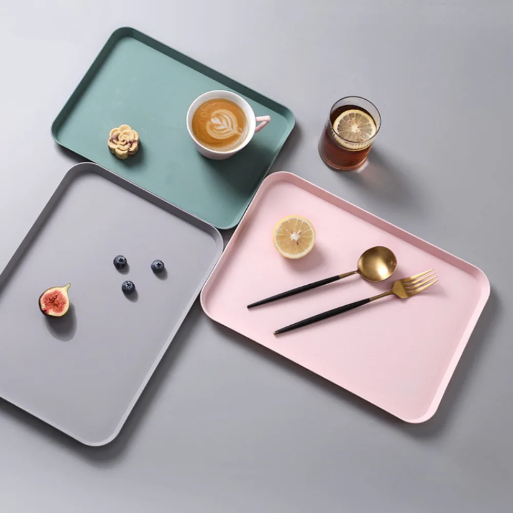 Restaurant Plastic Serving Tray Home Tea Fruit Dessert Tray Anti-Slip Resistant Food Cooking Storage Kitchen Organizer plastic serving tray